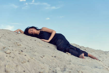 Photoshoot of a girl with black hairの写真素材