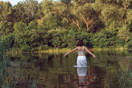 A walk in the park with a young woman