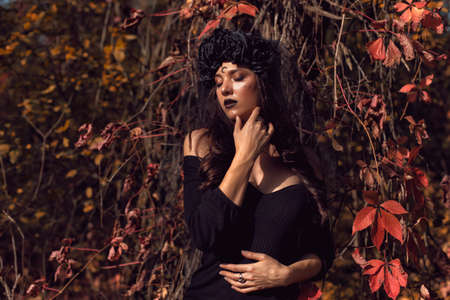 Black bride on halloween holidayの写真素材
