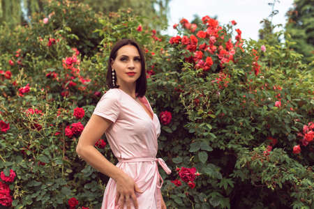 Young woman in spring parkの写真素材