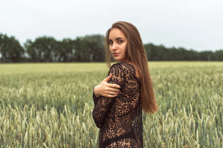 Summer photo session of a blonde girlの写真素材