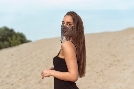 Summer photo session of a blonde girlの写真素材