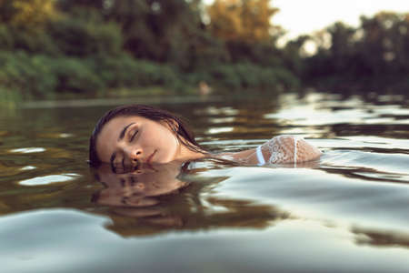 Summer day with a beautiful brunette