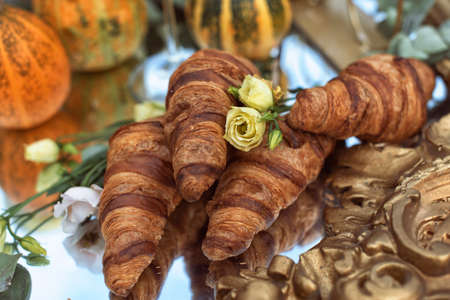 Halloween street decoration with flowersの写真素材