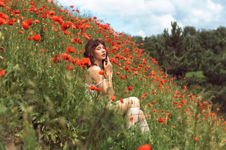 Woman in French retro styleの写真素材