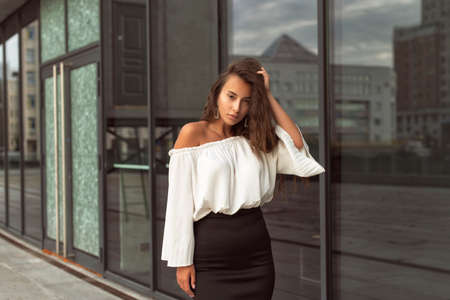 Girl dressed in business style