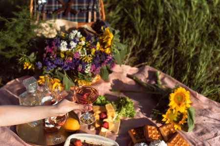 Brunette girl and summer sunny dayの写真素材
