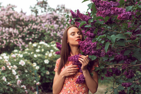 Evening in the botanical garden when the lilac blossomed