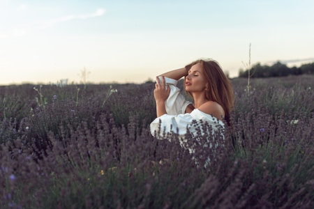 Traveling to beautiful places with a young womanの写真素材