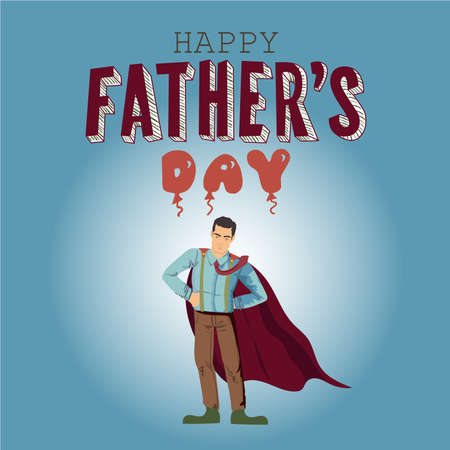 Beautiful postcard for father's day with a nice illustration of a super dad.のイラスト素材