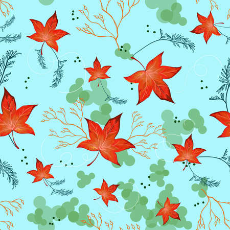 Bright autumn red leavesのイラスト素材