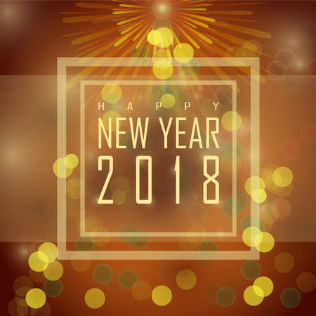 Beautiful glossy greeting card design for Happy New Year 2018 celebration with christmas tree shape.