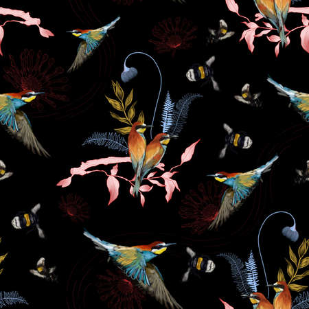 Seamless pattern of african bee eater