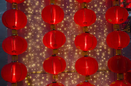 A Red Chinese Lamp for a Lunar New Year, Chinese New Year.の写真素材