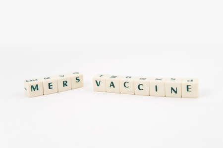 MERS vaccine white cube text on white backgroundの写真素材