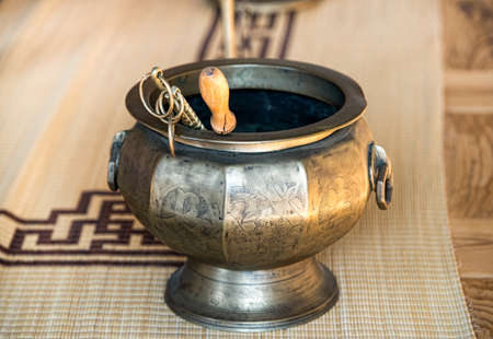 Ancient pot, used for fire prevention in a palace, Seoul, Korea.