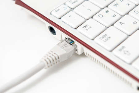 LAN cable is connecting internet to laptop