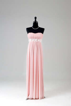 Modern white wedding dress isolated on Grey backgroundの写真素材