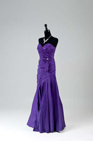 Modern purple wedding dress isolated on Grey backgroundの写真素材