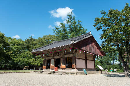 Gyeongju, South Korea - August 18, 2016: Stone Pagoda of Bunhwangsa temple was built in the Silla Eraのeditorial素材