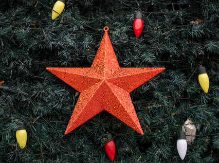 christmas balls, Christmas tree accessories. Extensive series of holiday shots with a variety of props and backgrounds.の写真素材