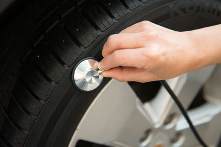 Stethoscope and concept for maintenance vehicle, Car tiresの写真素材