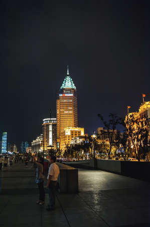 Shanghai, China - September 7, 2011: The Bund at Night in Shanghai, Chinaのeditorial素材
