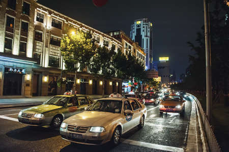 Shanghai, China - September 7, 2011: The Bund at Night in Shanghai, Chinaのeditorial素材