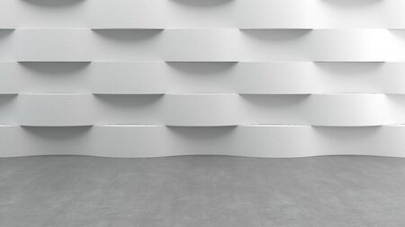 Floor with waves concrete pattern background, 3D rendering