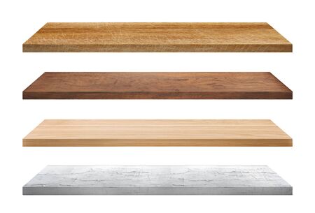 Wooden Shelves collection isolated on white background.の写真素材