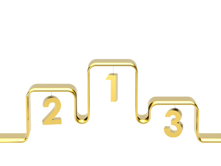 Empty winners podium on white background. 3D rendering.の写真素材