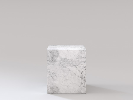 Empty white marble podium on white background. 3D rendering.の写真素材