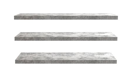 Empty concrete shelf isolated on white background. 3D rendering.の写真素材