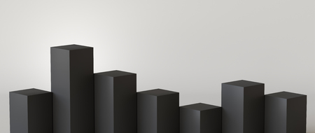 Empty black podium on white background. 3D rendering.の写真素材