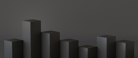Empty black podium on dark background. 3D rendering.の写真素材
