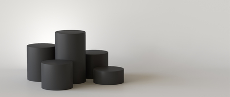 Empty black podium on white background. 3D rendering.の写真素材