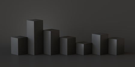 Empty black podium on dark background. 3D rendering.の写真素材