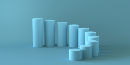 Empty pastel blue steps cylinder on blue background. 3D rendering.の写真素材