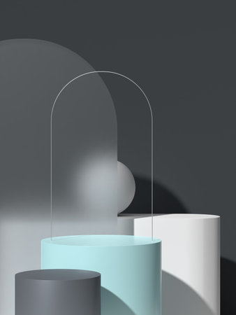 Abstract minimalistic composition with geometric shapes. Mockup. 3D Render.の写真素材
