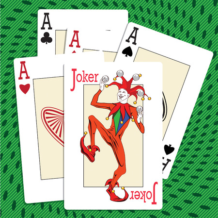 Playing cards - four ases and a jokerのイラスト素材
