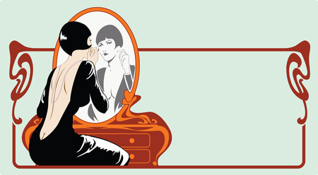 vintage abstract fashion women in style art-nouveauのイラスト素材