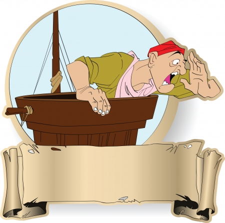 Shouting guard on a mast of the piracy shipのイラスト素材