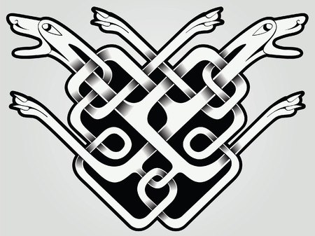 Dogs bound in a pattern in Old Russian and Byzantian styleのイラスト素材
