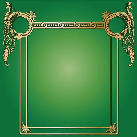 Ornament in old Russian and Byzantian style on the basis of a bird and linesのイラスト素材