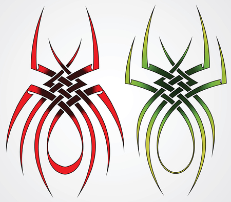 Set of templates of spiders for tattoos and designのイラスト素材