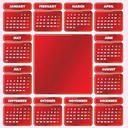 Calendar grid of 2010 year. Monday is first day of week and Sunday is first day of weekのイラスト素材