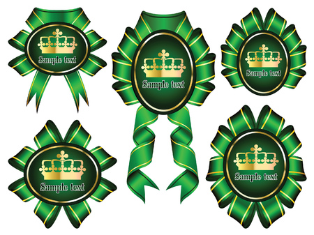 vector set: gold-framed labels on different topics のイラスト素材