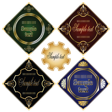 vector set: gold-framed labels on different topics のイラスト素材