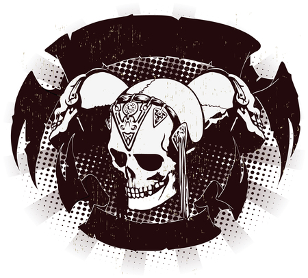 Template t-shirts: a Vulture sitting on a board intertwined with a ribbonのイラスト素材