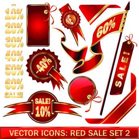Set of red price tags in vector designのイラスト素材